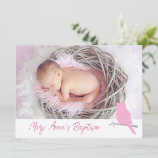 Baptismo bebé búho tarjeta de invitación con foto 