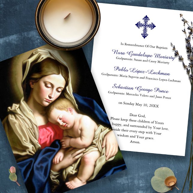 Baptismo Bebé Recuerdo tarjeta de oración grande (Baptism keepsake, baptism prayer card, Christening, catholic, elegant)