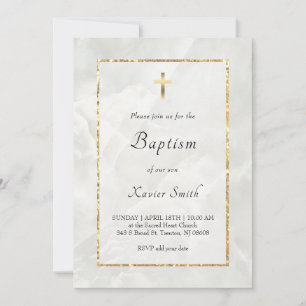 Baptismo católico de mármol blanco Invitación