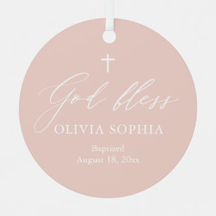 Baptismo Chica cruzado rosa seco ornamento cerámic