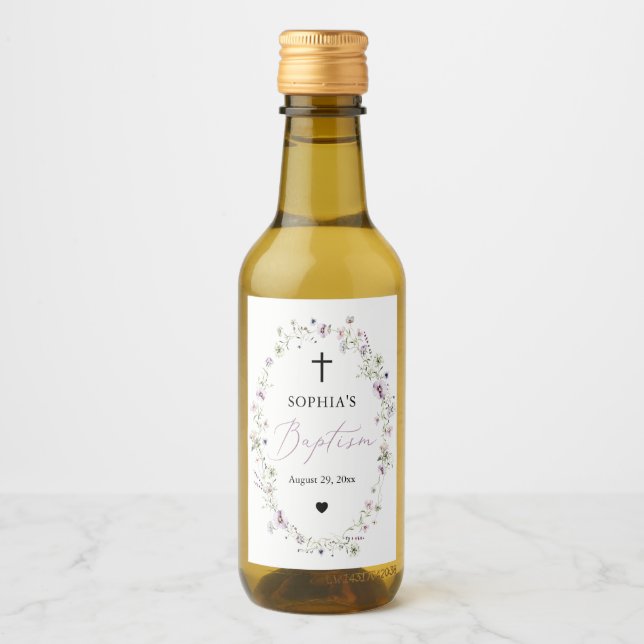Baptismo Chica de flores silvestres Mini etiquetas (Anverso)