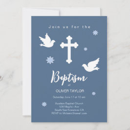 Baptismo Christening Cross y Dove Invitación