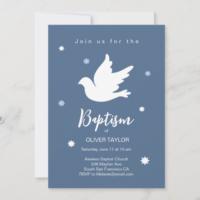 Baptismo Christening Dove Invitación (Anverso)