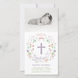 Baptismo, Christening Photo Card Invitación - Chic