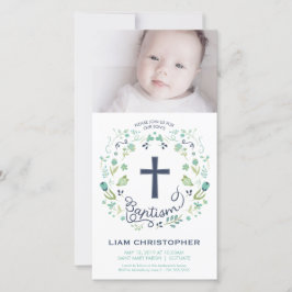 Baptismo, Christening Photo Card Invitación - Niño