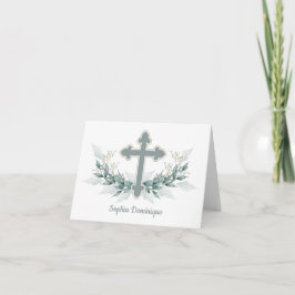 Baptismo, Christening Sage Cross Gracias Notas