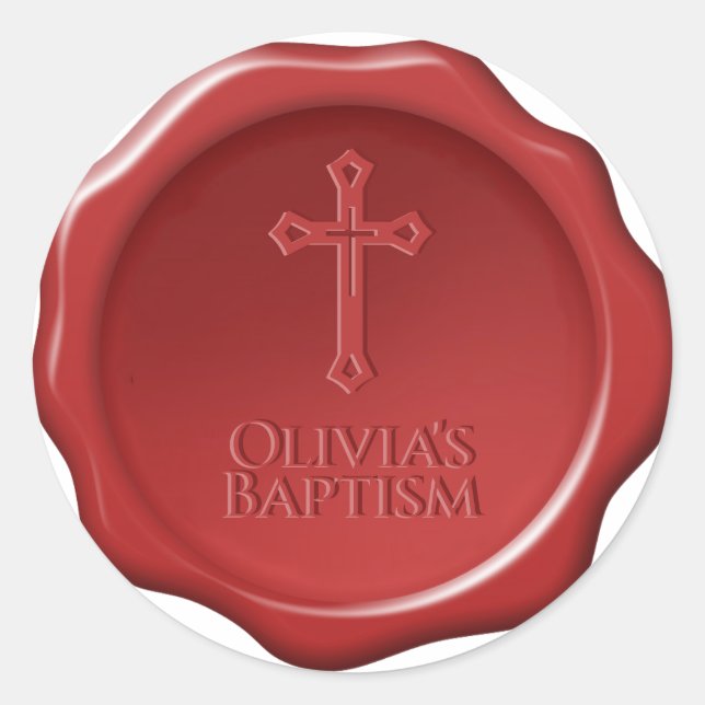 Baptismo Cruz Roja de Sello de Cera y Nombre Elega (Anverso)