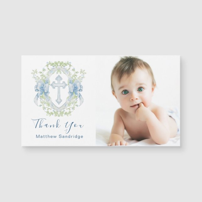 Baptismo Cruzado Escudo Verdor Niño Imán fotográfi (Anverso)