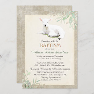 Baptismo de cordero pequeño Invitación neutral de