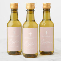 Baptismo de cruz rosa y turbio Mini etiqueta de vi