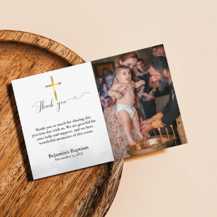 Baptismo de escritura moderna tarjeta de agradecim