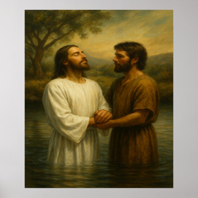 Baptismo de Jesús™ LDS Arte de pared Imprimir (Frente)