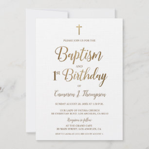 Baptismo de la Cruz de Oro Blanco Invitación de pr