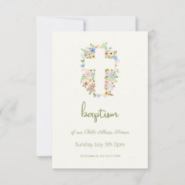 Baptismo de la Cruz Floral RSVP - Pastel suave