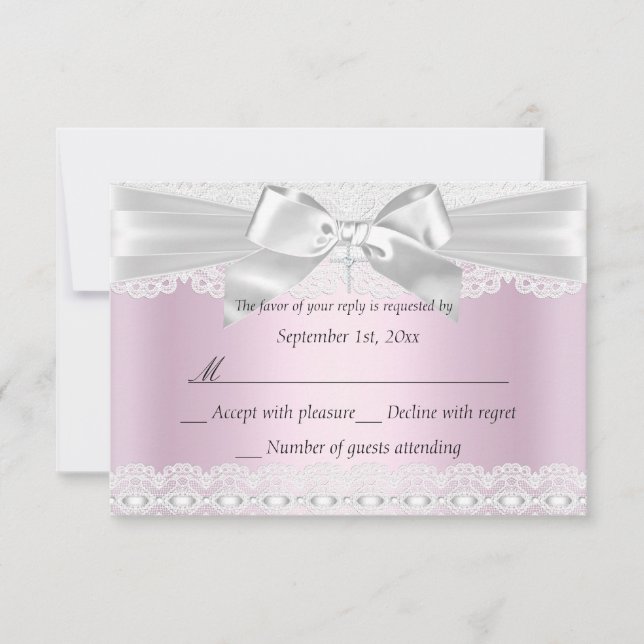 Baptismo de la cruz rosa del Bonito Rsvp 3x5 (Anverso)