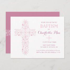 Baptismo de niña bebé, tarjeta de invitación para 
