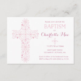 Baptismo de niña bebé, tarjeta de invitación para 