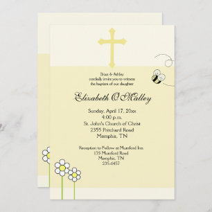 Baptismo Dedicación Primavera Bee Feliz Invitación