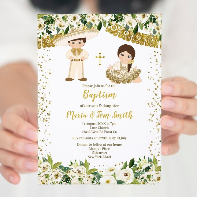 Baptismo floral Fiesta Invitación gemela (Subido por el creador)