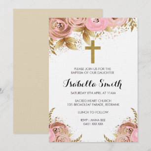 Baptismo floral Rubor Gold / Invitación a la crist
