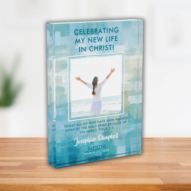 Baptismo Foto Keepsake Regalo cristiano moderno Az (All text can be edited to fit your needs or simply add the name & date.)