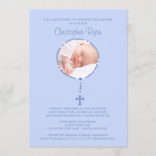 Baptismo fotográfico AZUL Rosario Invitación CHICO