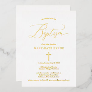 Baptismo Gold Cross Invitación y elegancia