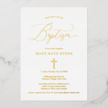 Baptismo Gold Cross Invitación y elegancia