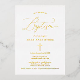Baptismo Gold Cross Invitación y elegancia