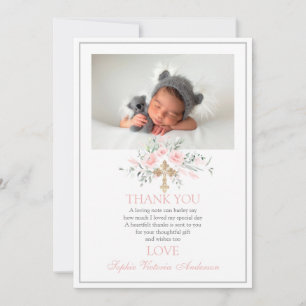 Baptismo Gracias Chica Rosa de la Tarjeta