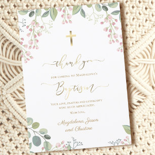 Baptismo gracias por venir tarjeta