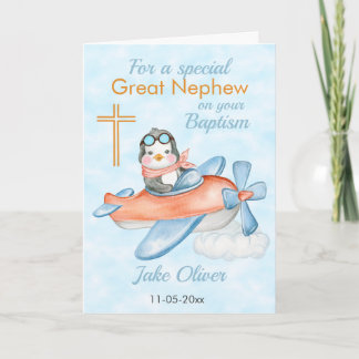 Baptismo Gran Sobrino Tarjeta de Avión Pingüino