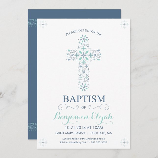 Baptismo, invitación a la cristiandad - Invitación (Anverso / Reverso)