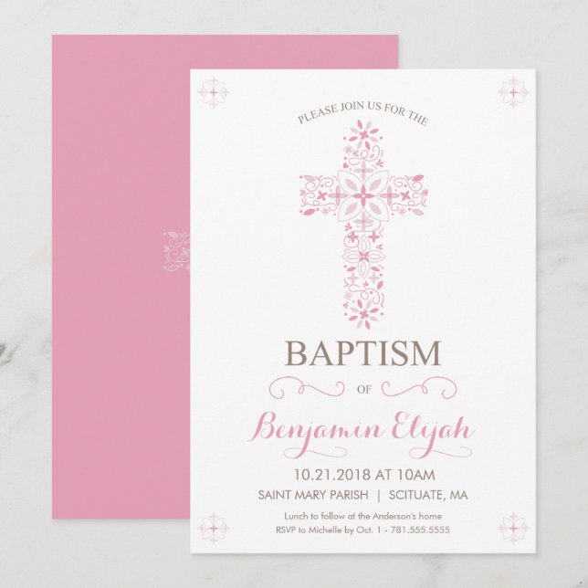Baptismo, invitación a la cristiandad - Invitación (Anverso / Reverso)