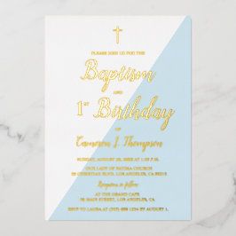 Baptismo Invitación de cumpleaños 1ª Cruz de Oro A