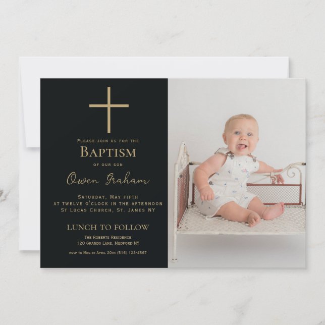 Baptismo Invitación de niño simple (Anverso)