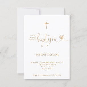 Baptismo Invitación de oro a la simple cruz modern