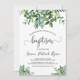 Baptismo Invitación Verde Género Neutral