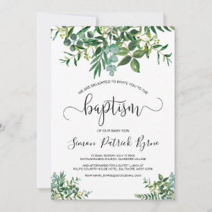 Baptismo Invitación Verde Género Neutral