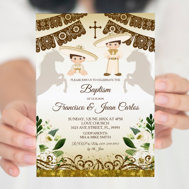 Baptismo marrón Niños Invitación a la Fiesta Mexic (Subido por el creador)