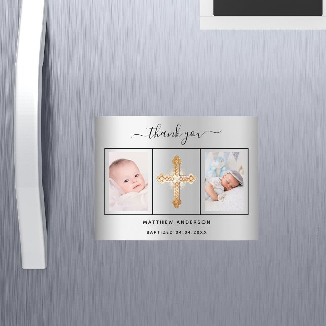 Baptismo niño bebé foto de plata gracias imán (Subido por el creador)