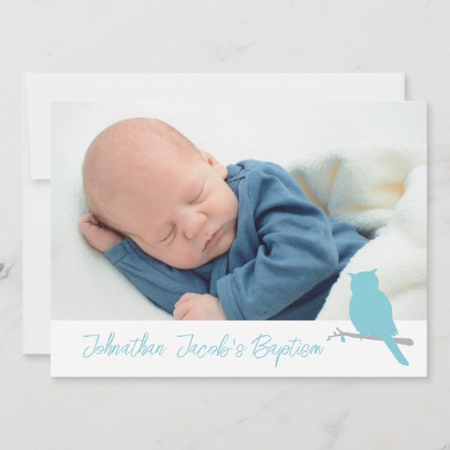 Baptismo tarjeta de invitación para la foto de ave (Anverso)