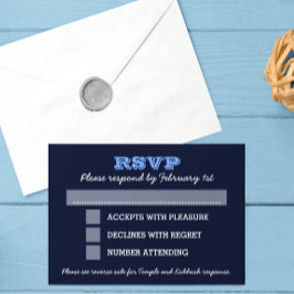 Bar azul de la marina Mitzvah Gran RSVP con opcion