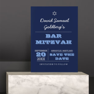 Bar azul de la marina Mitzvah Guardar tarjeta de f