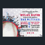 Bar Bat Mitzvah BASEBALL Splatter Invitación<br><div class="desc">¡Bienvenidos! Todos mis diseños son piezas de arte originales ONE-DE-KIND que sólo se pueden encontrar aquí! Envíe mis solicitudes por correo electrónico a Marlalove@hotmail.com</div>