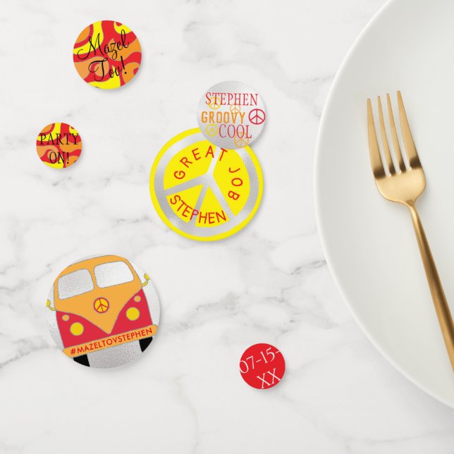 Bar Bat Mitzvah Confetti Silvery Naranja & Yellows (Grupo)