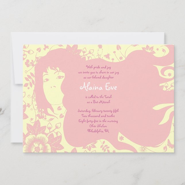 Bar Bat Mitzvah Invitación a Pink (Anverso)