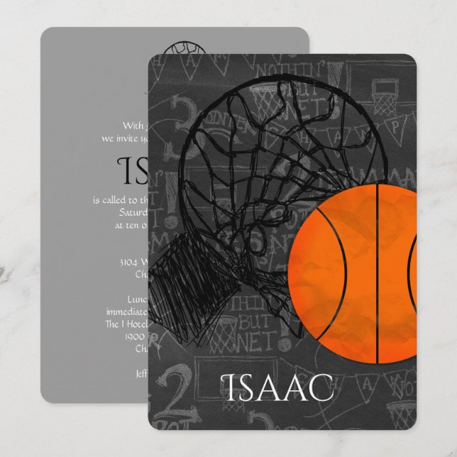 Bar Bat Mitzvah Invitación Baloncesto (Anverso / Reverso)