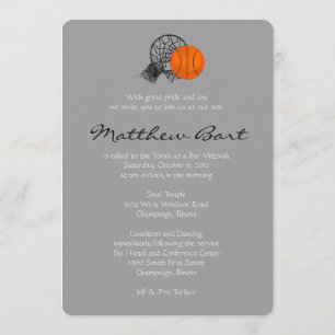 Bar Bat Mitzvah Invitación Tema del baloncesto