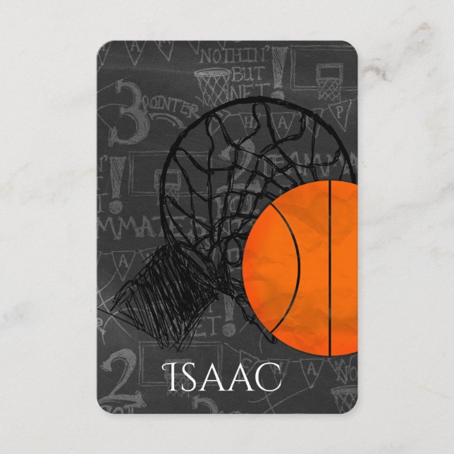 Bar Bat Mitzvah RSVP Card Tema del baloncesto (Anverso)